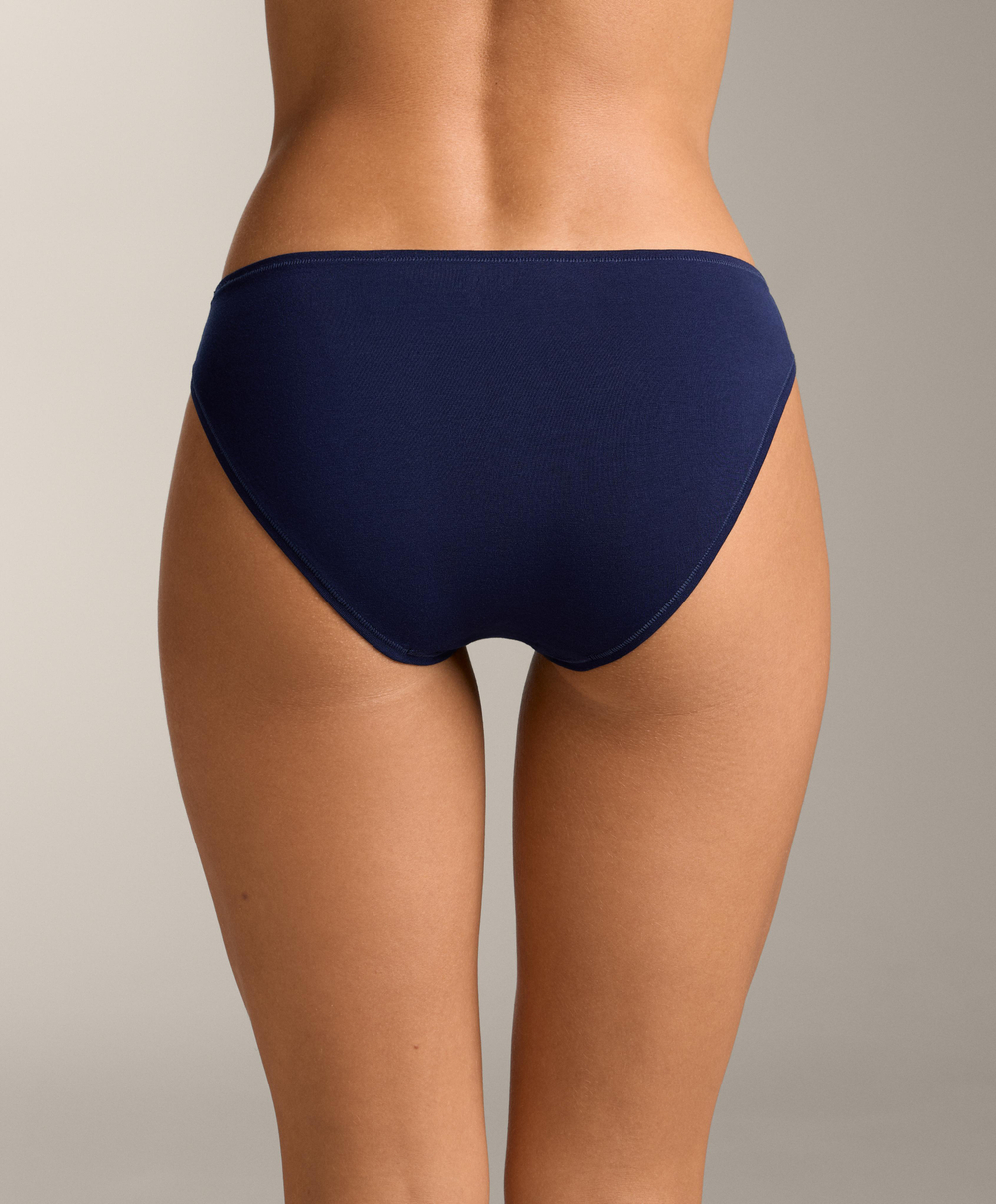 OYSHO Набор из пяти классических трусиков из смесовой хлопковой ткани, темно-синий