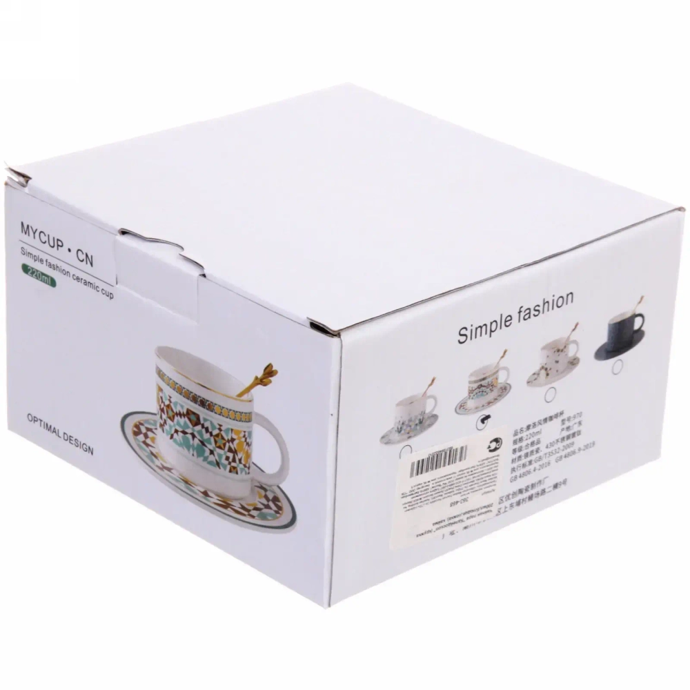 Чайная пара «Калейдоскоп» (кружка 200мл,блюдце,ложка), фигуры