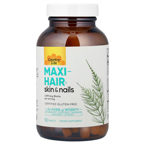 Country Life, Maxi-Hair®, добавка для волос, кожи и ногтей, 90 таблеток