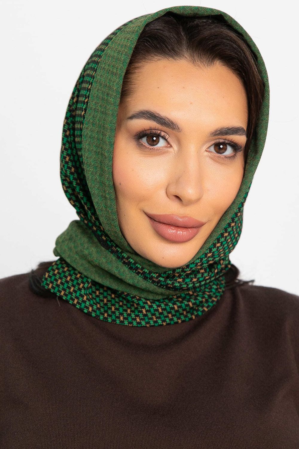 Косынка с отворотом (зелено-бежевая) КО18-23М LT Collection