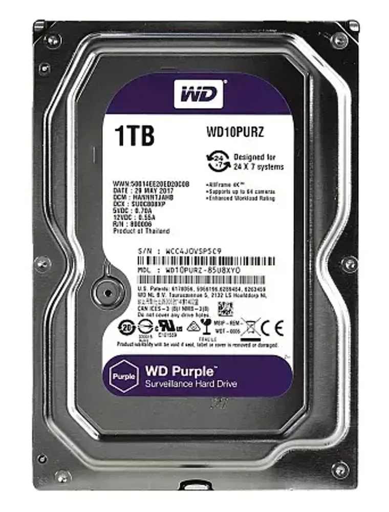 HDD AV WD Purple (3.5&#39;&#39;, 1TB, 64MB, 5400 RPM, SATA 6 Gb/s)