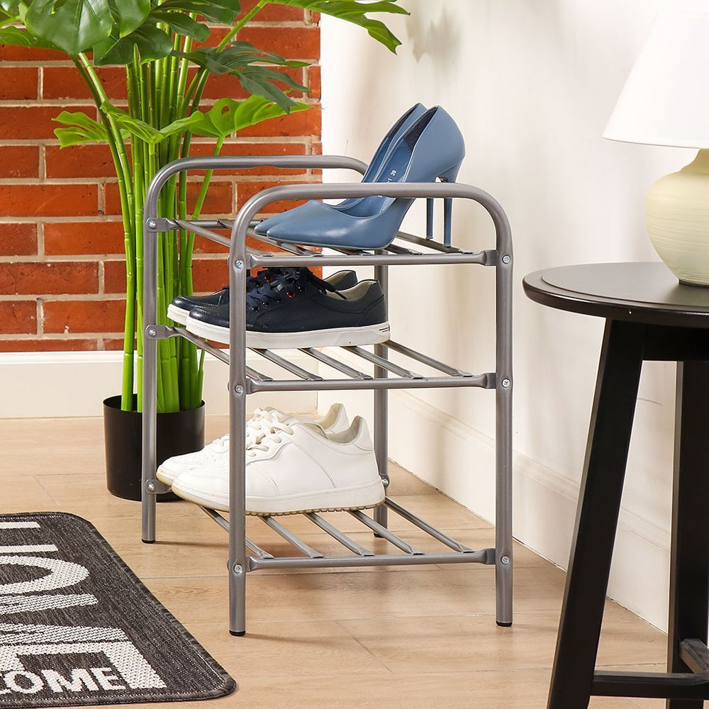 Полка для обуви, мет-л, 3 секц, 44х33х50 см, сер, Nika, ЭТК1/С