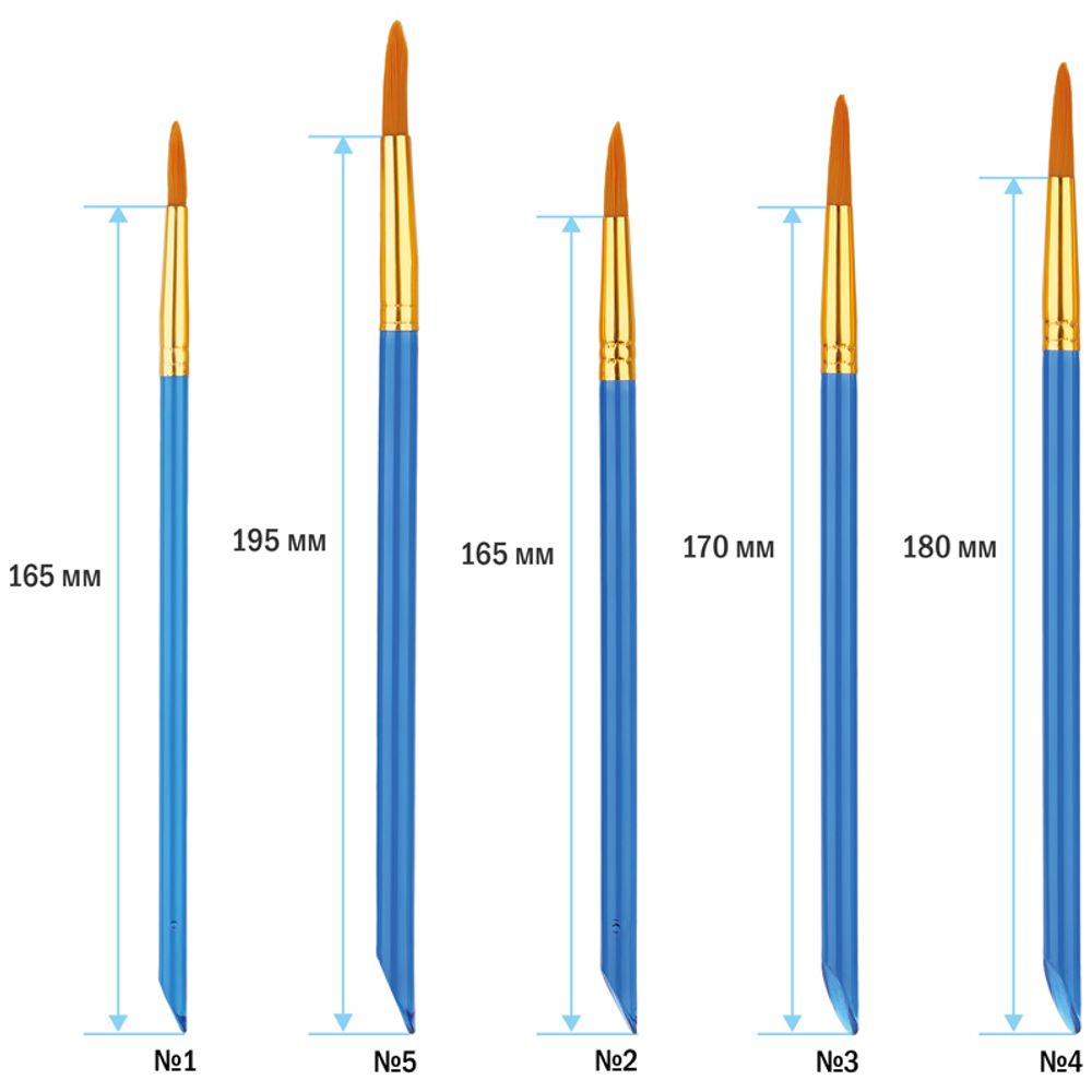 Набор кистей синтетика, 5шт (1 2 3 4 5), Спейс