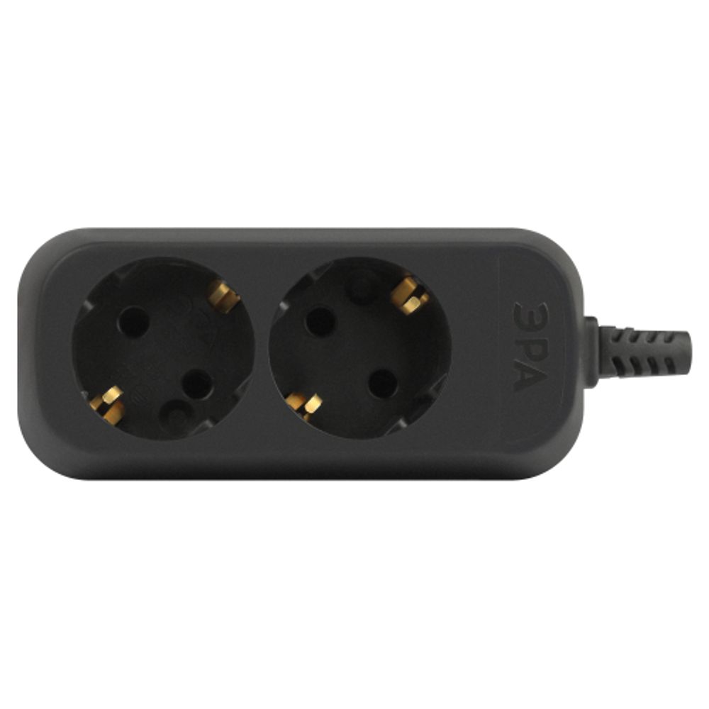 Колодка ЭРА KX-2e-B 2 розетки с зазeмлением черная