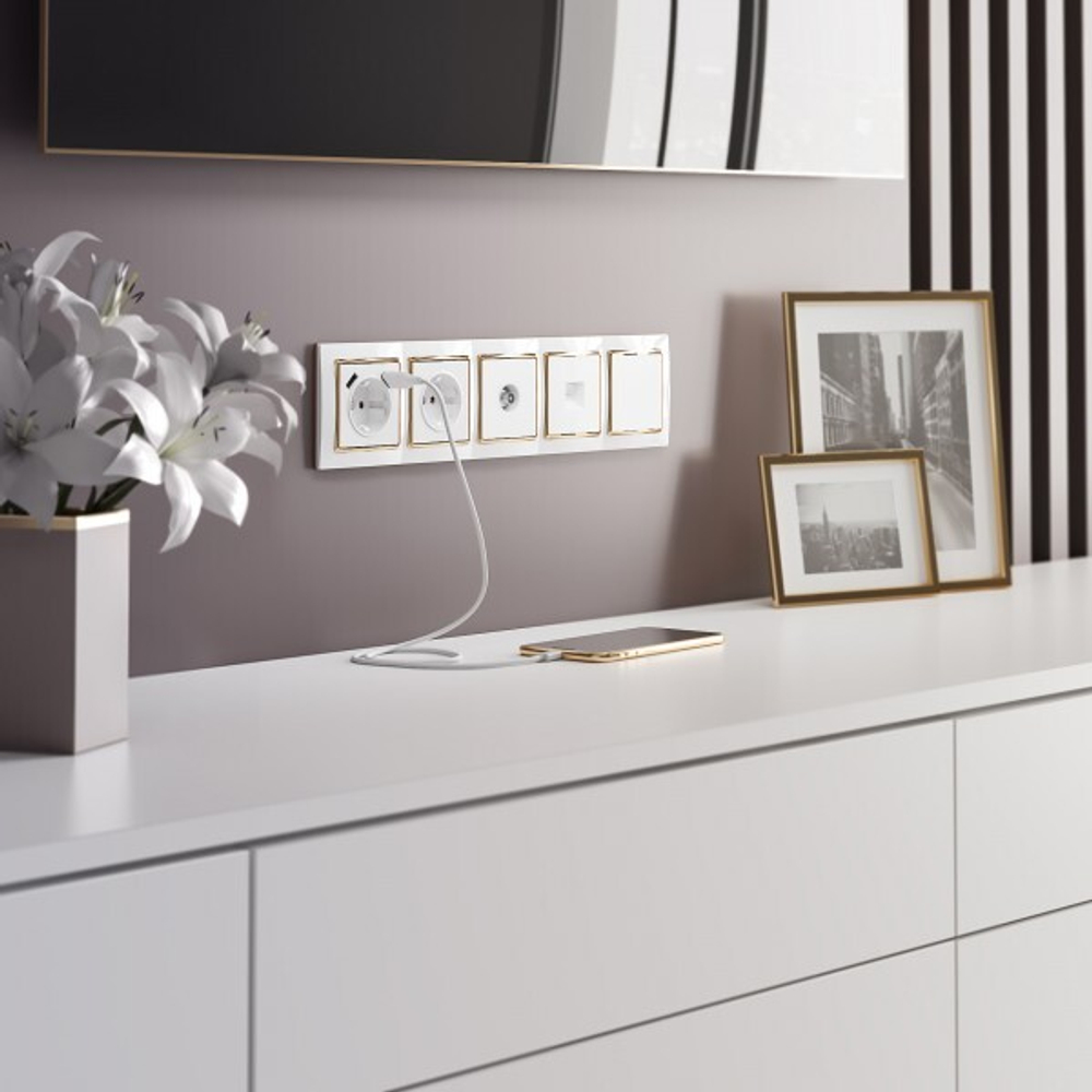 ТВ-розетка проходная (белая)