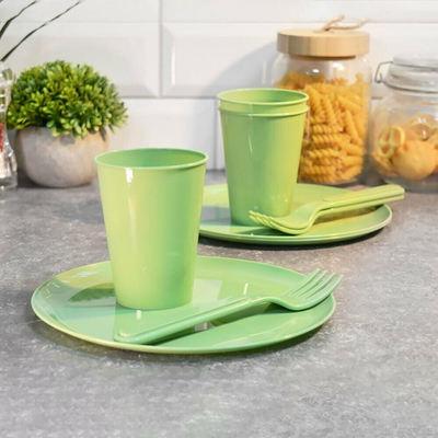 Набор для пикника 9 предметов (зеленый)