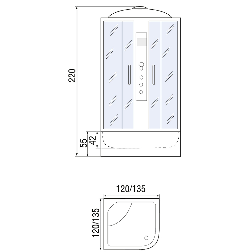 Душевой бокс River Temza 120x120 МТ 10000002183 с поддоном