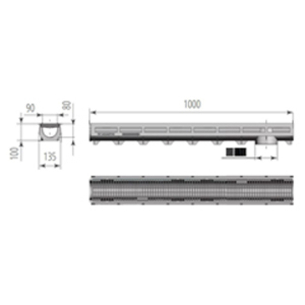 Лоток пластиковый AQUA-TOP DN90 H100 с пластиковой решеткой