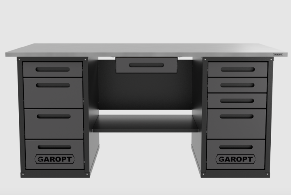 Верстак с ящиком двухтумбовый 4 ящиков /5 ящиков 1800*700 серый GAROPT, GT1800Y1Y4Y5.grey