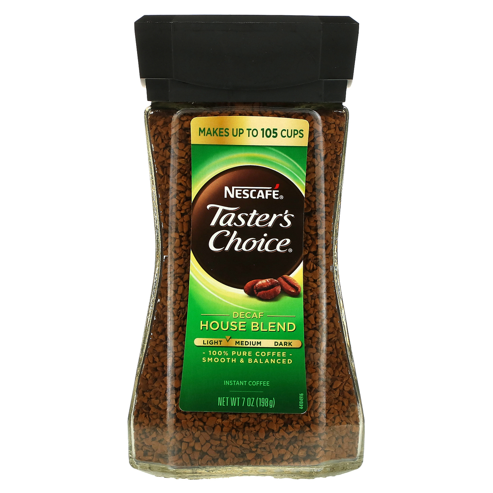 Nescafé, Taster's Choice, House Blend, растворимый кофе, легкая/средняя обжарка, без кофеина, 198 г (7 унций)