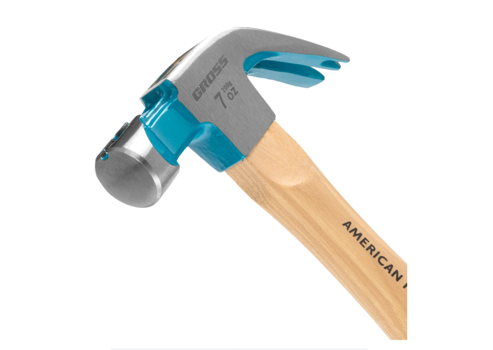 Молоток-гвоздодер, 200 г, угол 45, магнит, обрезиненная рукоятка American hickory GROSS 10414