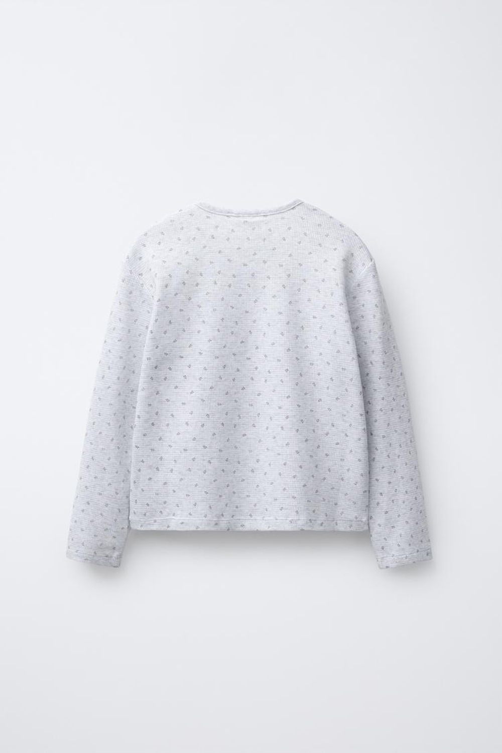 ZARA ВАФЕЛЬНАЯ ПИЖАМА С ЦВЕТОЧНЫМ ПРИНТОМ, СЕРЫЙ МЕЛАНЖ