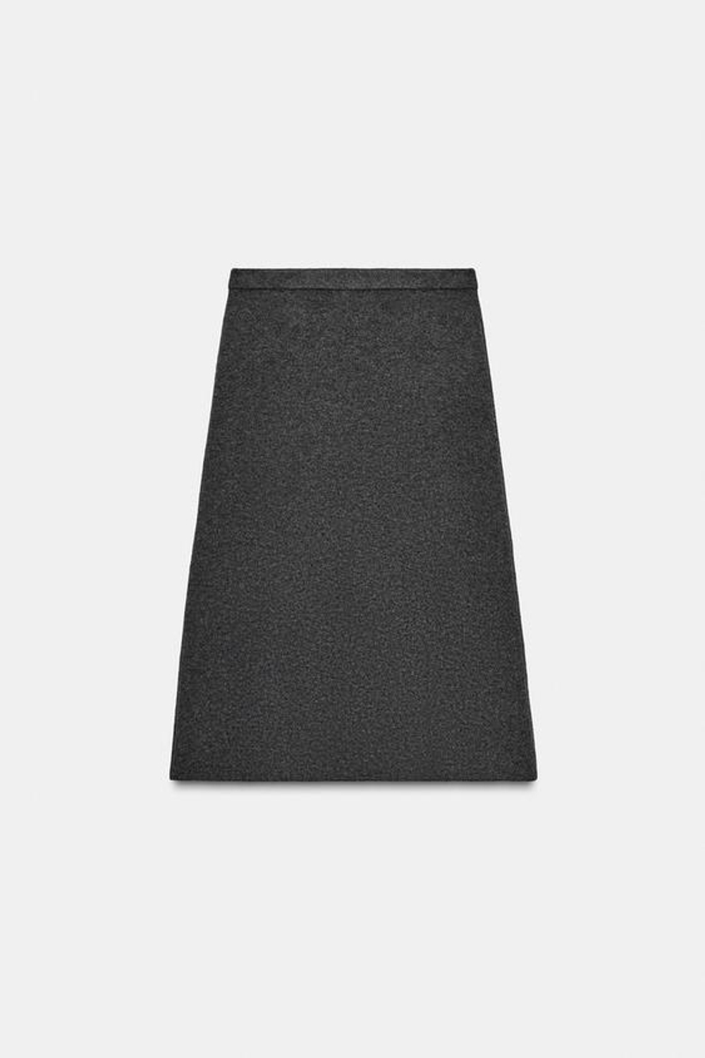 ZARA ТРИКОТАЖНАЯ ЮБКА МИДИ, СЕРЫЙ