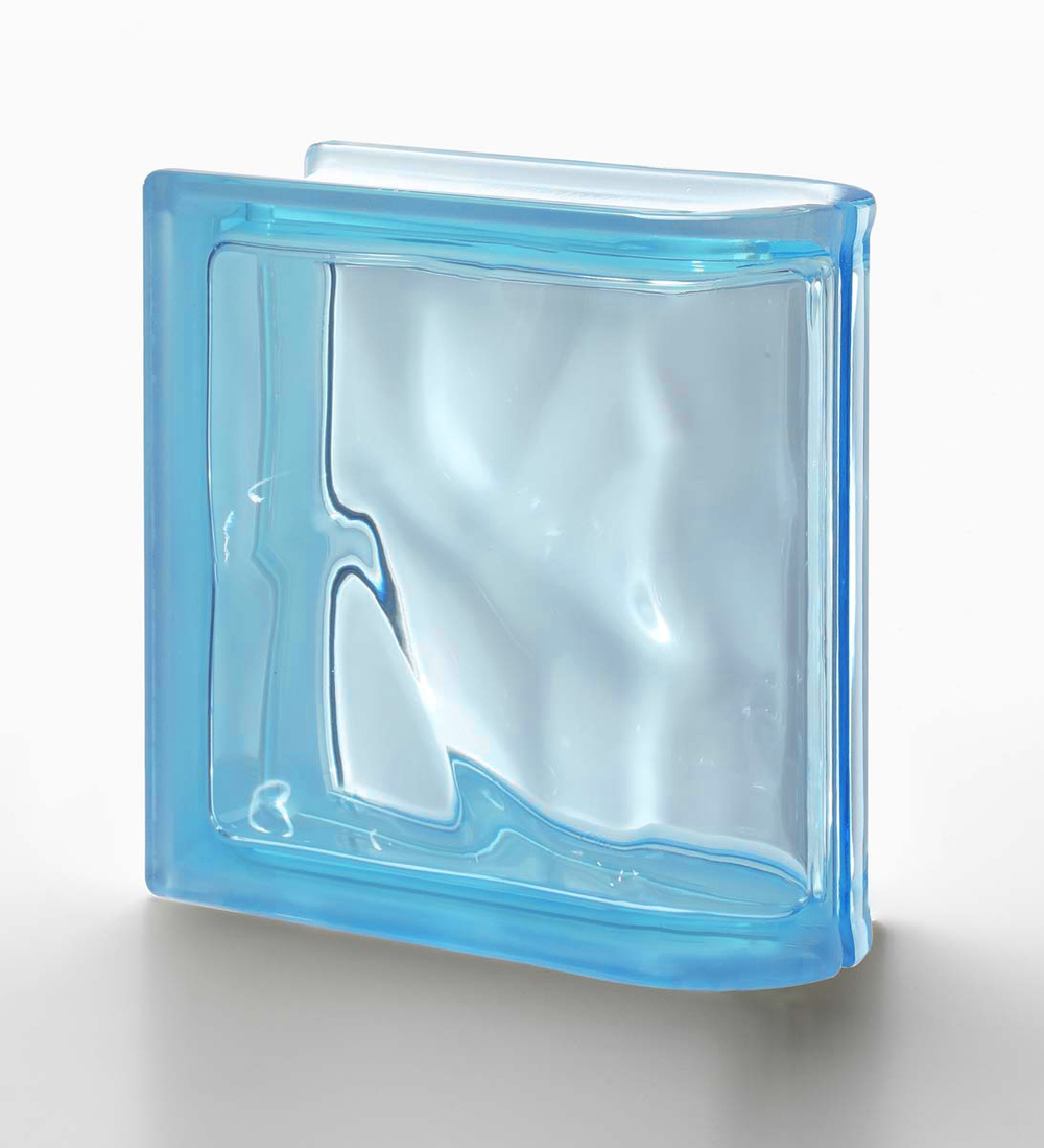 Стеклоблок торцевой голубой Vetroarredo Acquamarina TER Lineare O 19x19x8