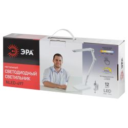Настольный светильник ЭРА NLED-497-12W-W светодиодный на струбцине и с основанием белый