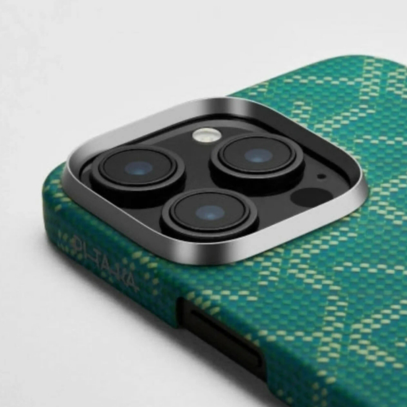 Чехол Pitaka Monogram Tactile Woven Case для iPhone 16 Pro 6.3&quot; PTK-Green/Gold (KI1601PTK)