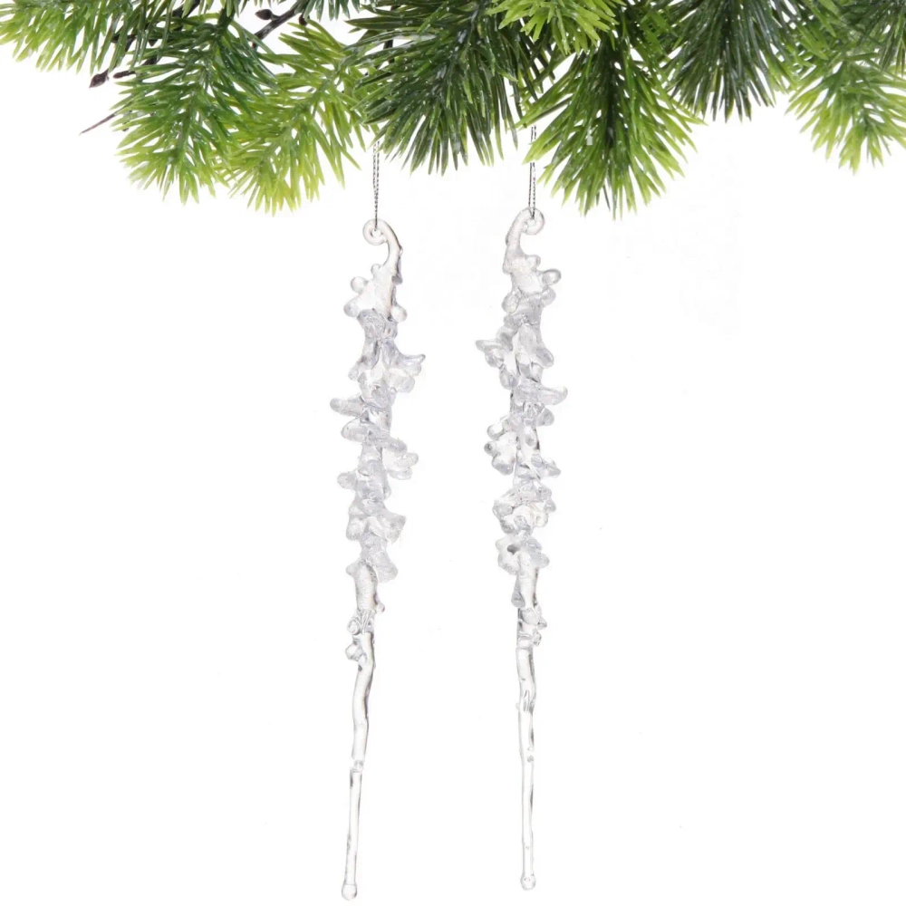 Подвеска «Кристальная сосулька» 26 см (набор 2 шт), Белый