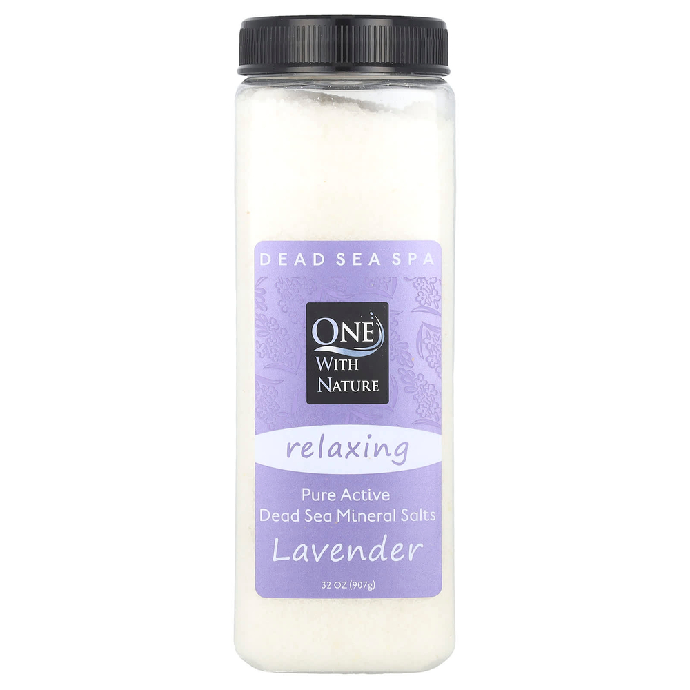 One with Nature, Dead Sea Spa, минеральные соли, расслабляющие, с лавандой, 907 г (32 унции)