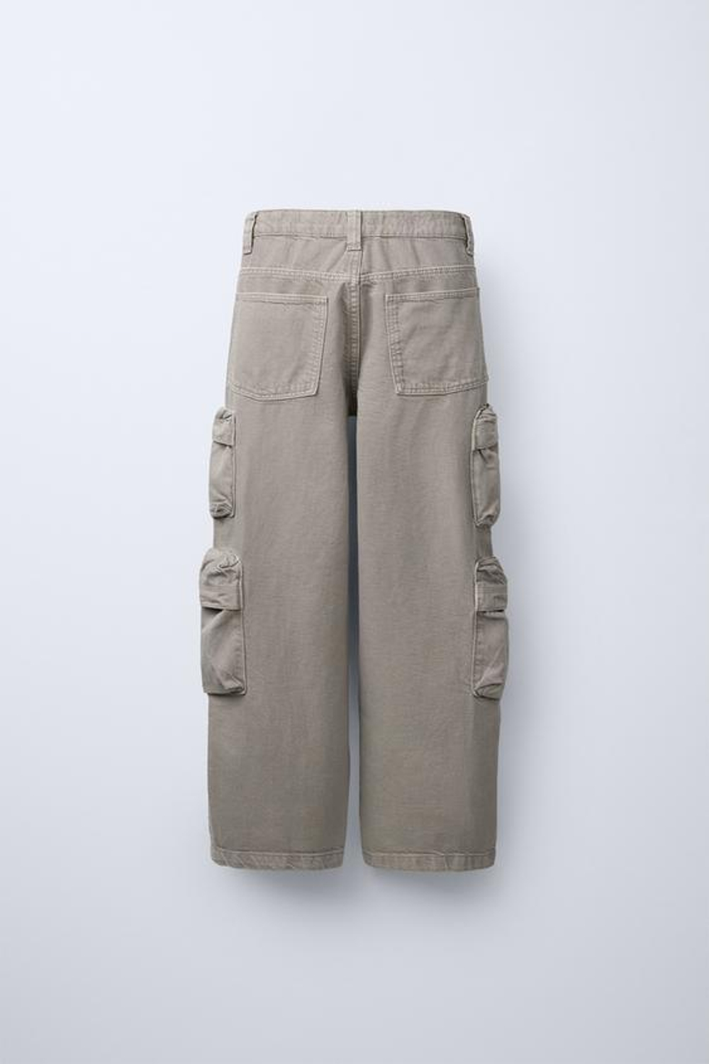 ZARA БРЮКИ КАРГО WIDE LEG, КАМЕННО-СЕРЫЙ