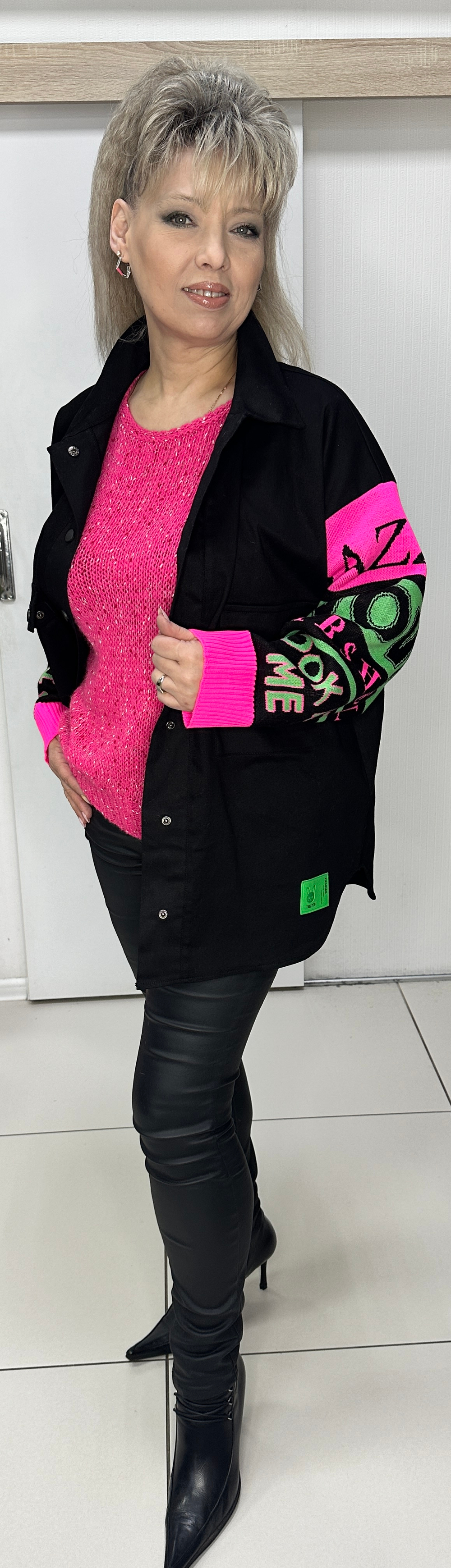 Джинсовый комбинированный жакет-кардиган