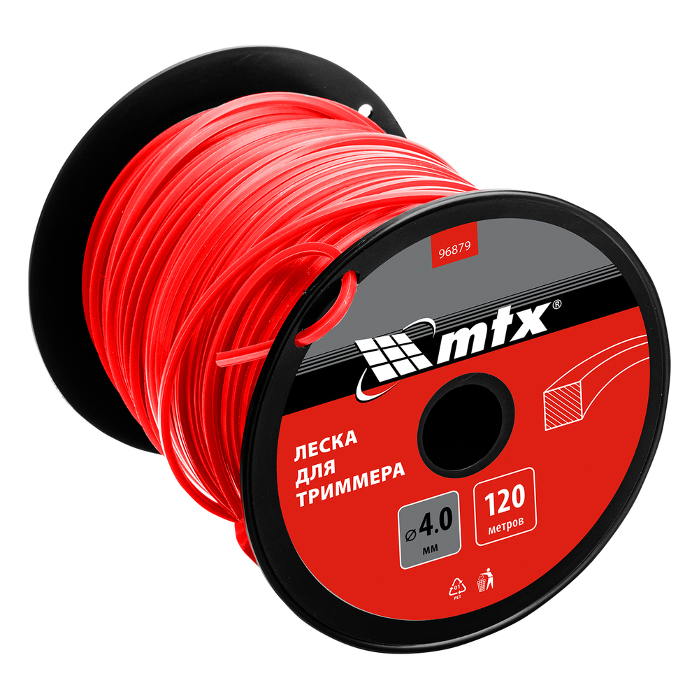 Леска для триммера квадрат 4,0 мм х 120 м, на катушке MTX