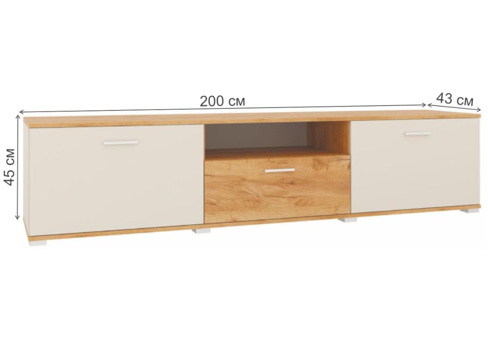 ТВ-тумба Кассандра дуб крафт золотой / кашемир