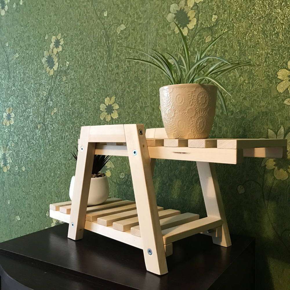 Цветочная подставка из дерева двух ярусная "two tiers"