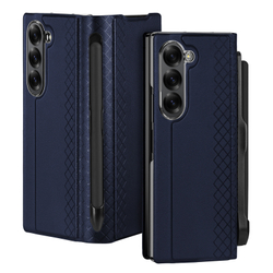 Чехол синего цвета с премиальной искусственной кожи от Dux Ducis для Samsung Galaxy Z Fold 6, серия Bril Series Case (версия с S Pen)