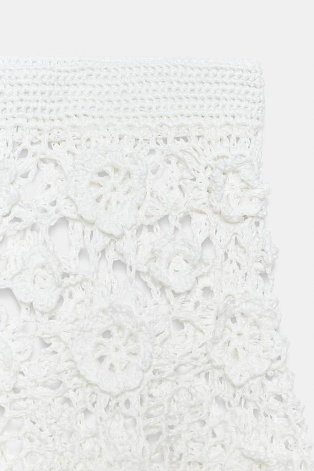 ZARA ЮБКА МИДИ ИЗ КРУЖЕВА КРОШЕ С ЦВЕТОЧНЫМ УЗОРОМ, БЕЛЫЙ