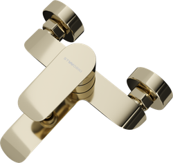 Смеситель для ванны с душем STWORKI Копенгаген S42100GG + Душевой гарнитур Гётеборг S03190GG, глянцевое золото