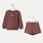 Костюм для мальчиков (свитшот, шорты) коричневый, р. 104 см (MINAKU)