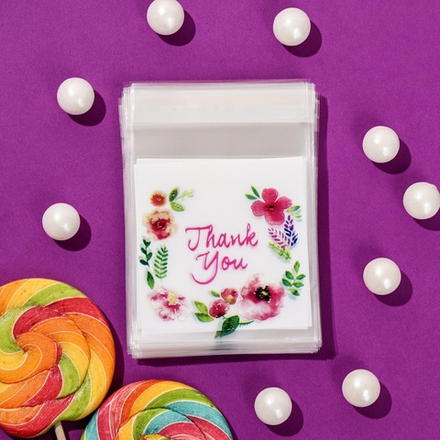 Пакет БОПП с липкой лентой, "Спасибо", 7*7+3см 9618247