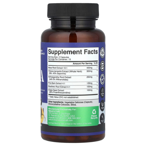 Nature's Craft, Men's Wellness, комплекс из корня маки, 30 капсул
