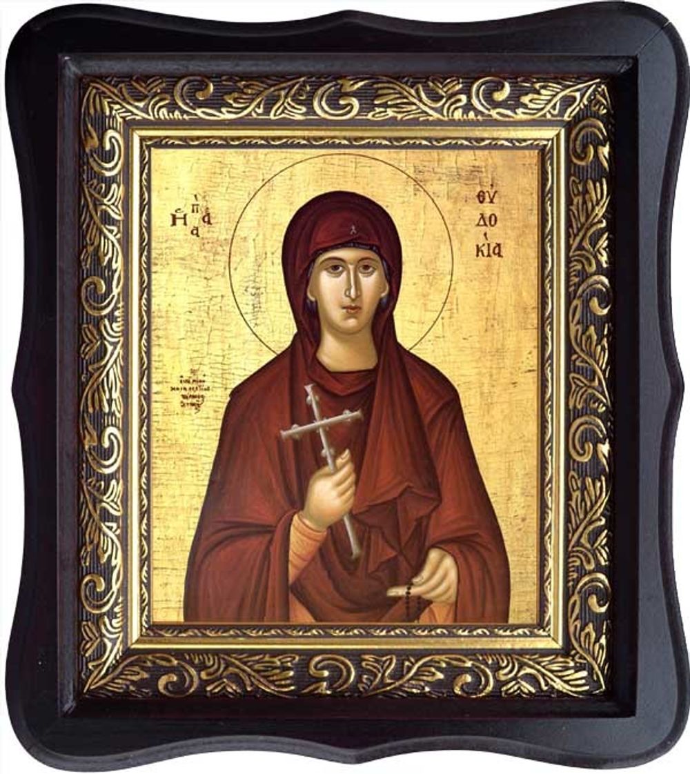 Евдокия Илиопольская Преподобномученица, игумения. Икона на холсте в киоте