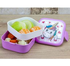 Yemək qabı \ Контейнер для обеда «Единорог», 2 отделения, 400+400 мл, цвет розовый