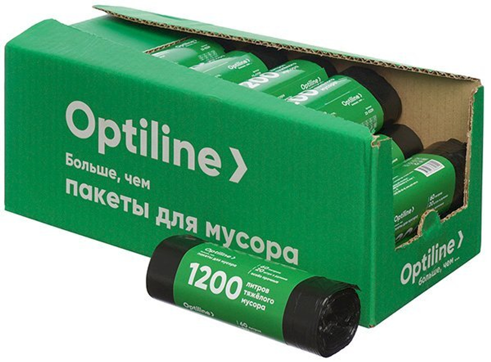 Мешки для мусора Optiline "Особо прочный", 60 литров, 60х80 см, 15 мкм, в упаковке 20 штук