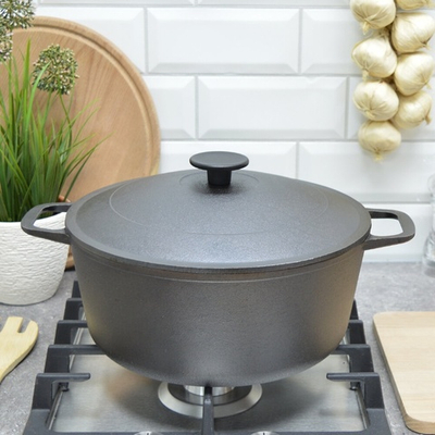 Кастрюля 5л чугунная с крышкой тм Гардарика