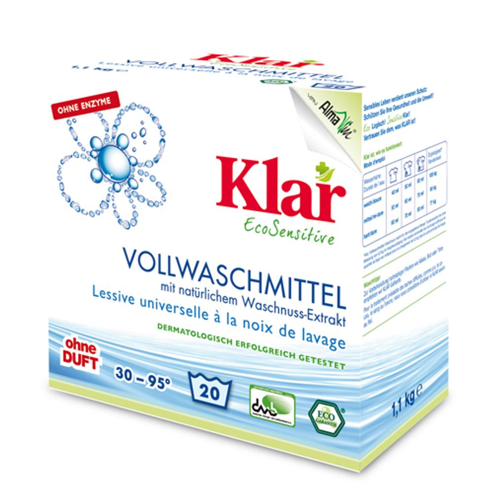 Стиральный порошок для белого и хорошо окрашенного белья, 1,1 кг (Klar)
