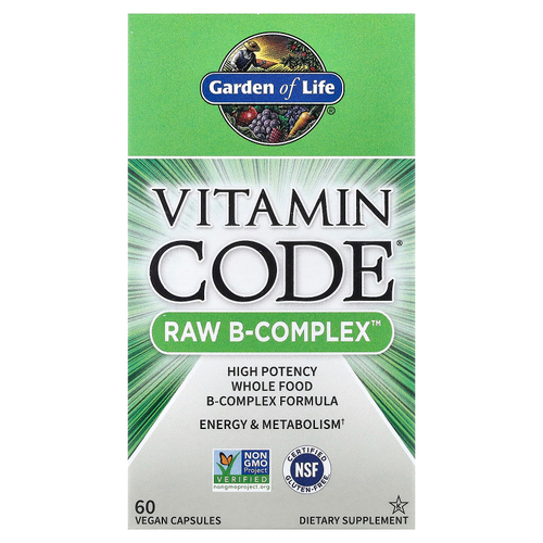 Garden of Life, Vitamin Code, Raw B-Complex, комплекс витаминов группы В, 60 веганских капсул