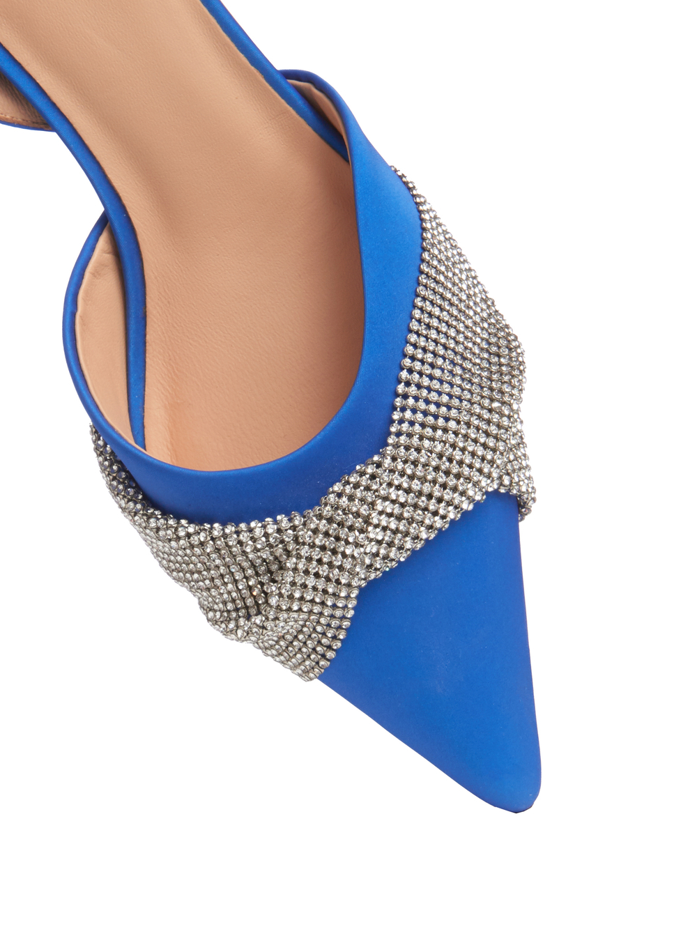 Женские босоножки синие со стразами