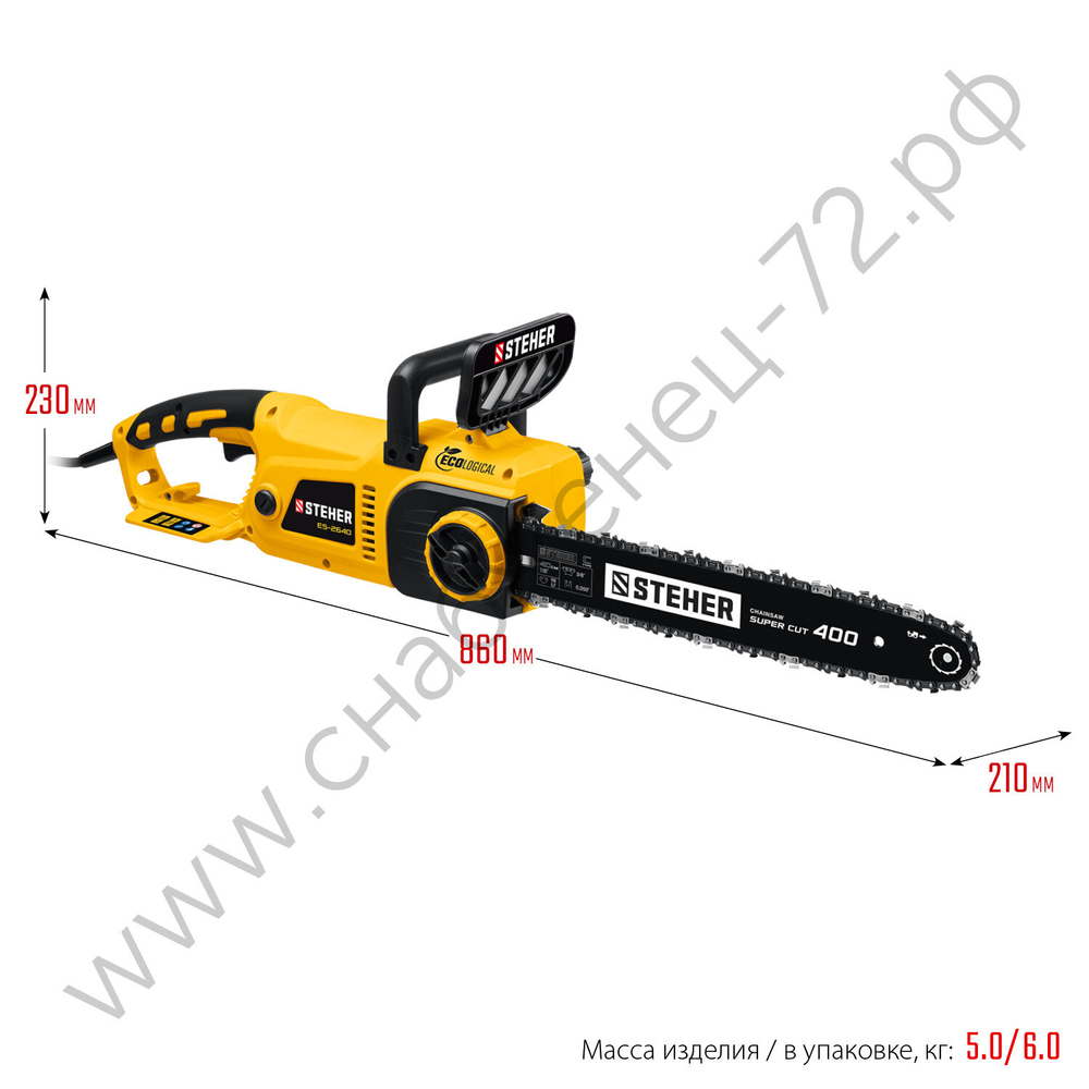 STEHER 2600 Вт, 40 см шина, электрическая цепная пила (ES-2640)