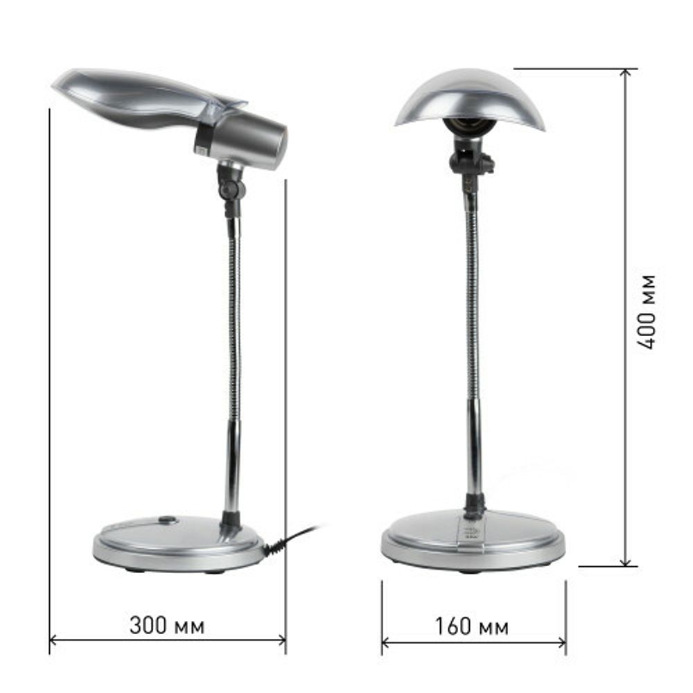 Настольный светильник ЭРА NE-301-E27-15W-S серебро