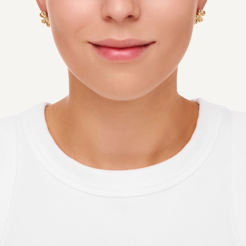 Серьги Продолговатые Цветы – Золото