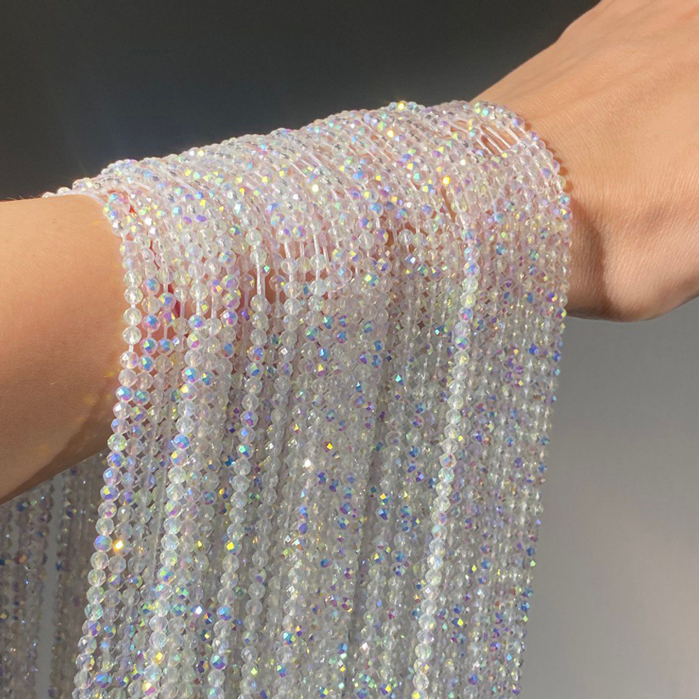 ш3-пп Шпинель синт. 3мм прозрачная с АВ, нить 38см