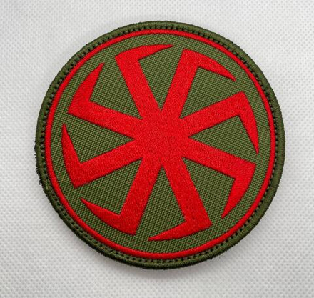 Шеврон Коловрат вышивка. Олива с красным