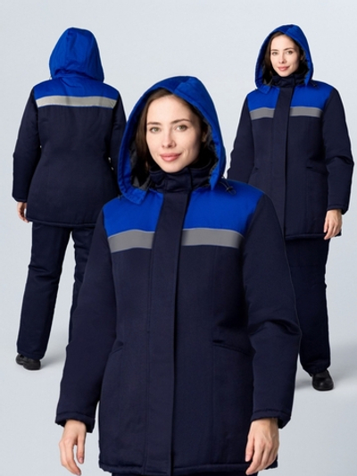 Куртка зимняя женская Вьюга СОП (тк.Смесовая,210), т.синий/васильковый