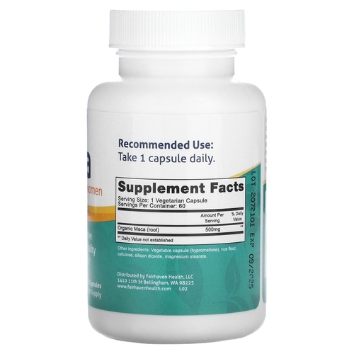 Fairhaven Health, Мака, 500 мг, 60 капсул