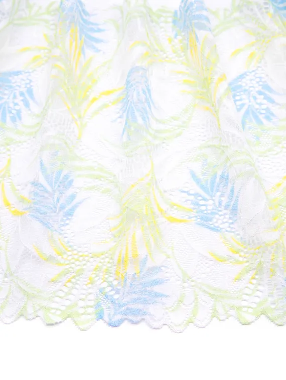 03-255 ОПТ Кружево эластичное 22 см, айвори/желтый/голубой