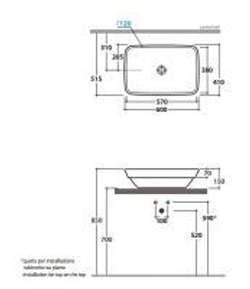 Раковина накладная Globo Relais RE061.NE на 60 см