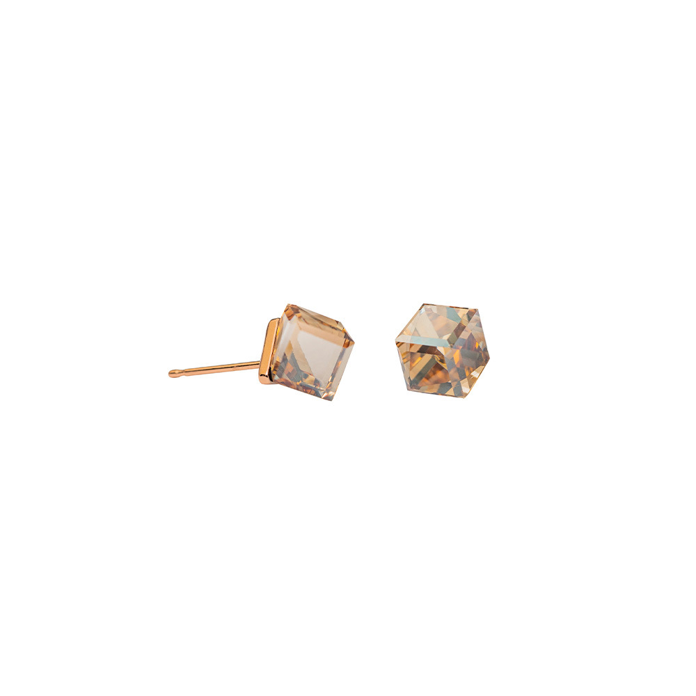 Серьги-пусеты Fiore Luna Crystal Golden Shadow SWE1127/2 CGS RG